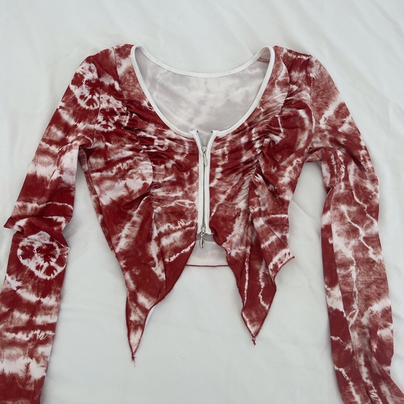 Orangish/red and white crop top. Shein but UO tagged for visibility. - Picture 1 of 6